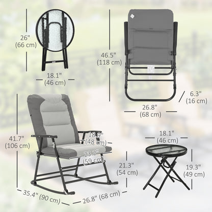 Ensemble chaise berçante pliable 3 pièces