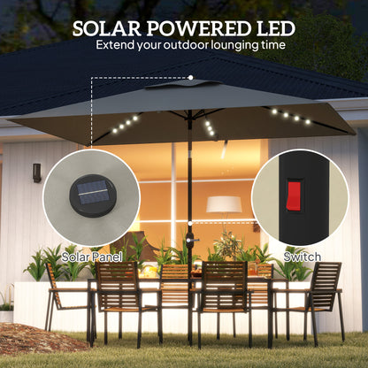 Parasol rectangulaire 6' x 10' avec éclairage LED solaire