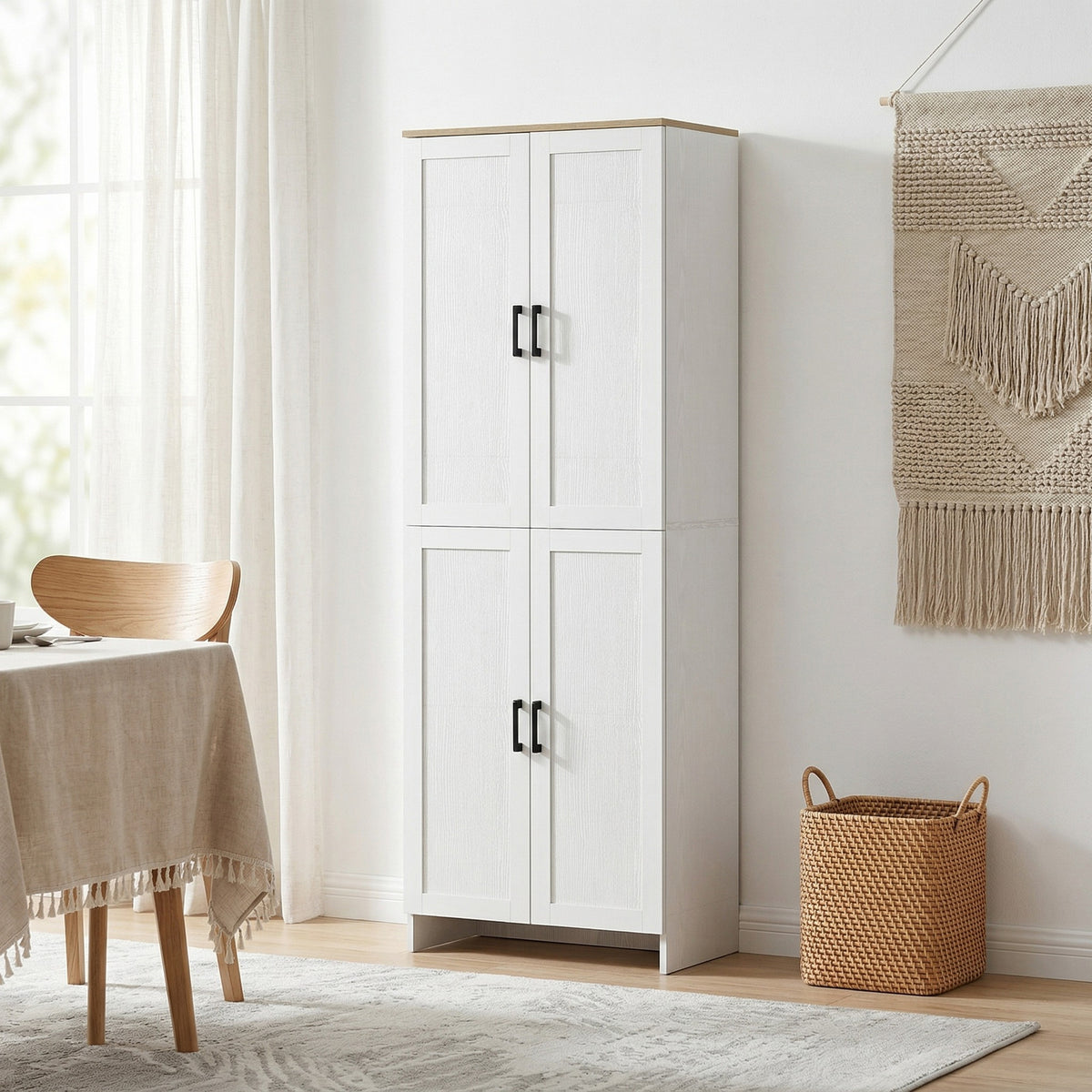Armoire-garde-manger de cuisine 4 portes 6 tablettes