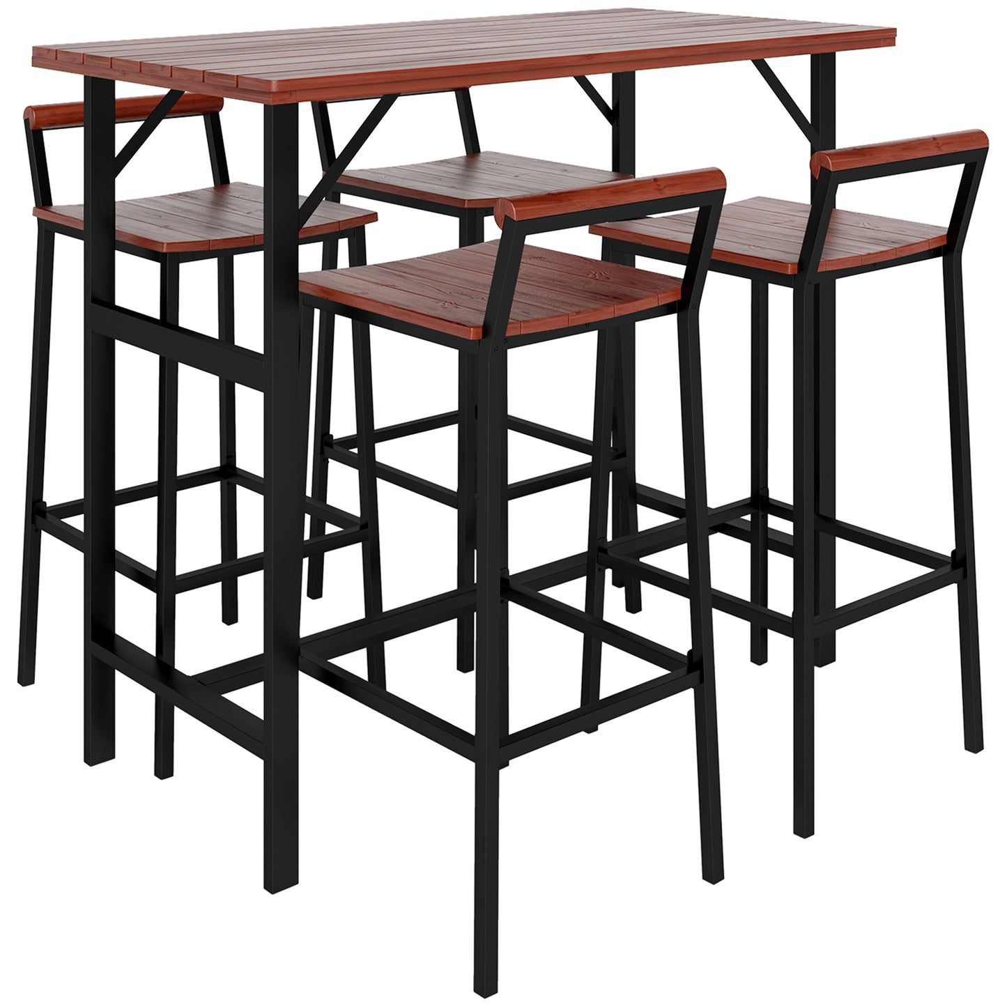 Ensemble bistro patio 5 pièces table haute tabourets