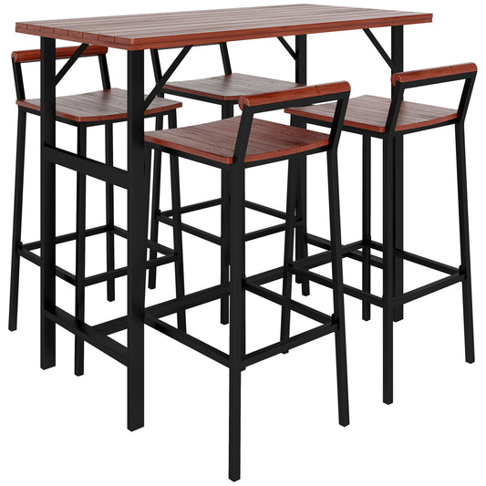 Ensemble bistro patio 5 pièces table haute tabourets