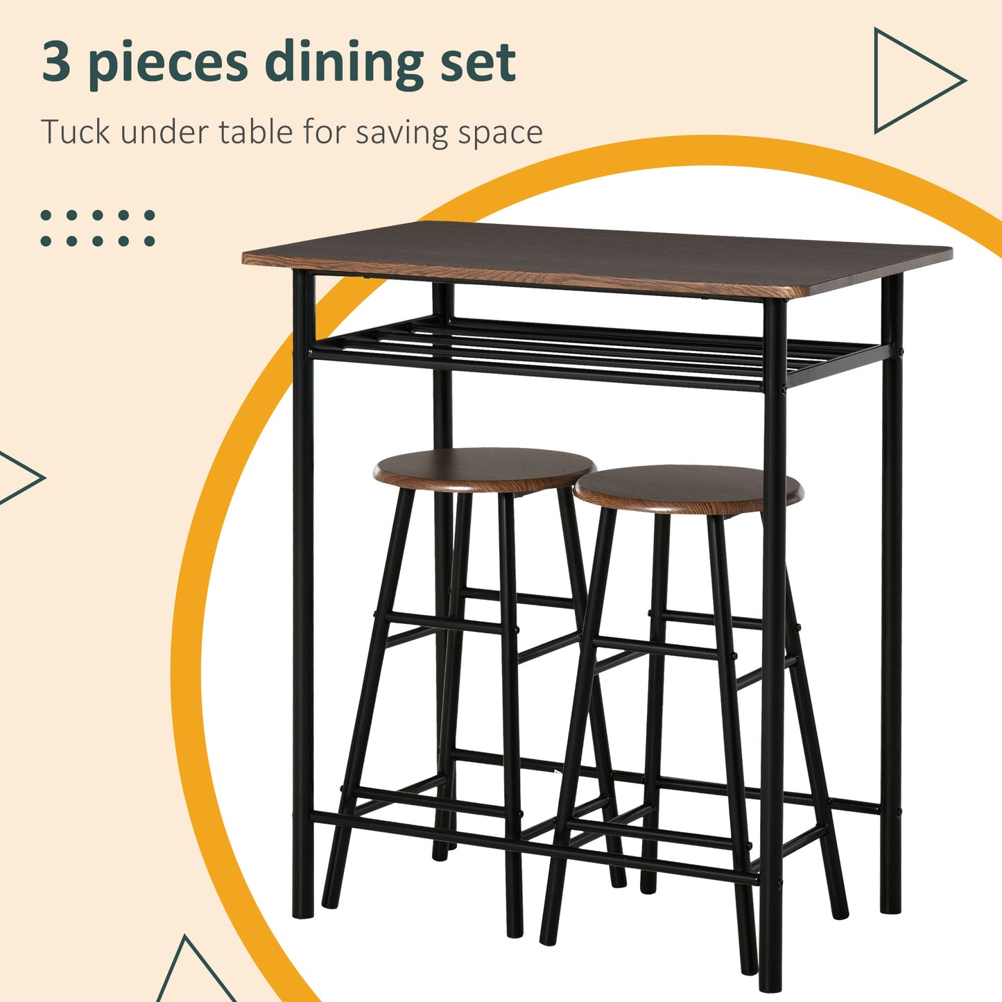 Ensemble comptoir 3 pièces avec table et tabourets