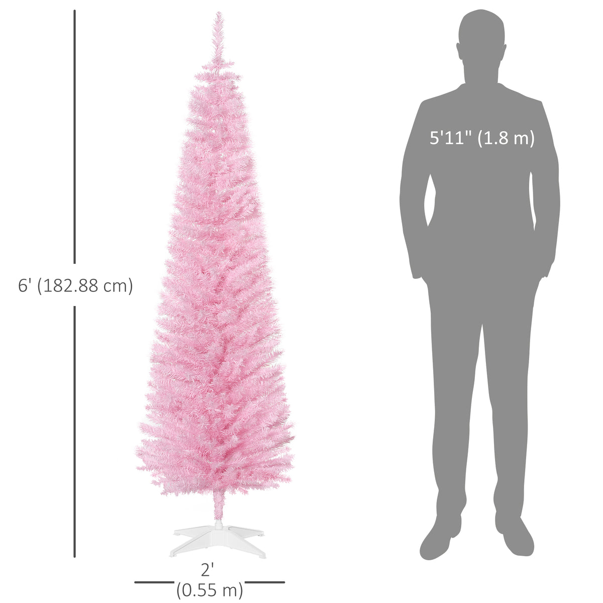 Sapin de Noël artificiel mince style crayon 6 pi