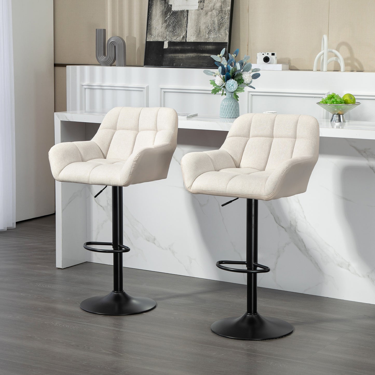 Tabourets de bar pivotants réglables avec appuie-bras et repose-pieds