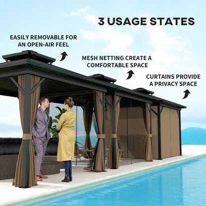 Gazébo toit rigide 3x3,7m double niveau moustiquaire