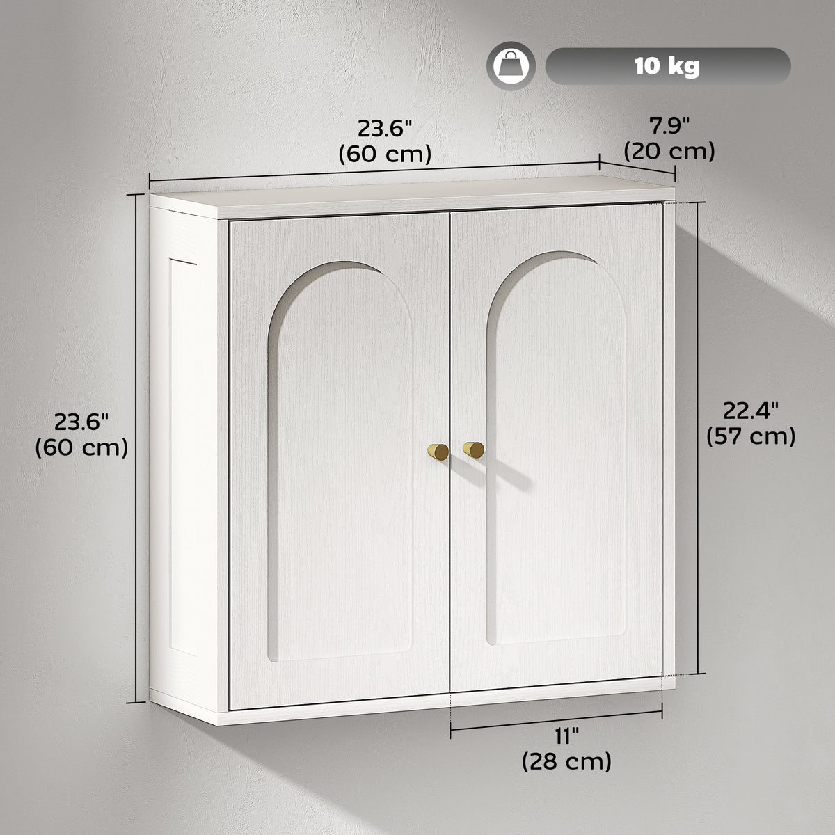 Armoire de toilette murale moderne à deux portes arquées