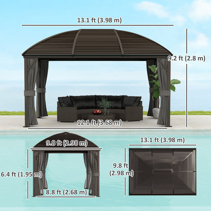 Gazebo hardtop aluminium avec moustiquaire et rideaux