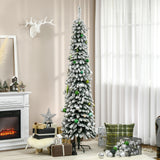 Sapin de Noël artificiel enneigé mince 213 cm