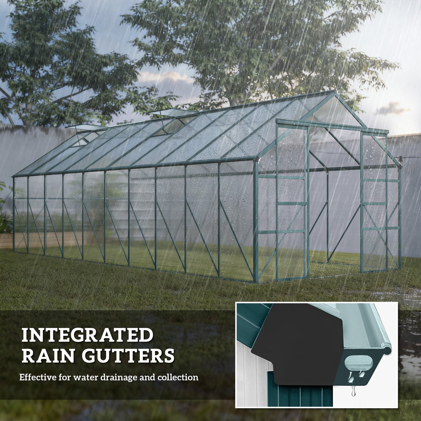 Serre de jardin 6,1 x 2,4 x 2,1 m avec ventilation ajustable