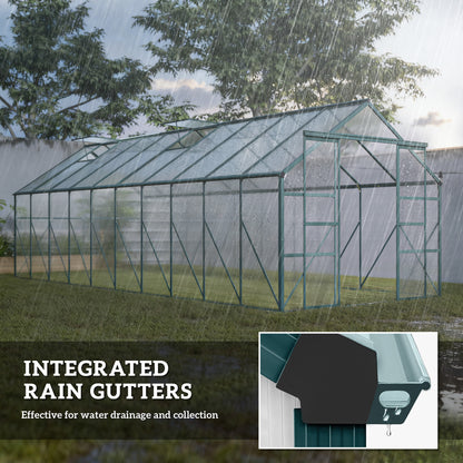 Serre de jardin aluminium polycarbonate avec gouttière 16' x 8'
