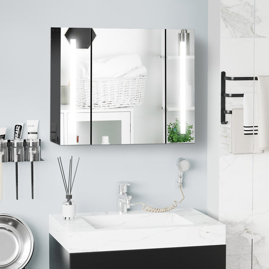 Armoire à miroir LED murale avec étagères ajustables