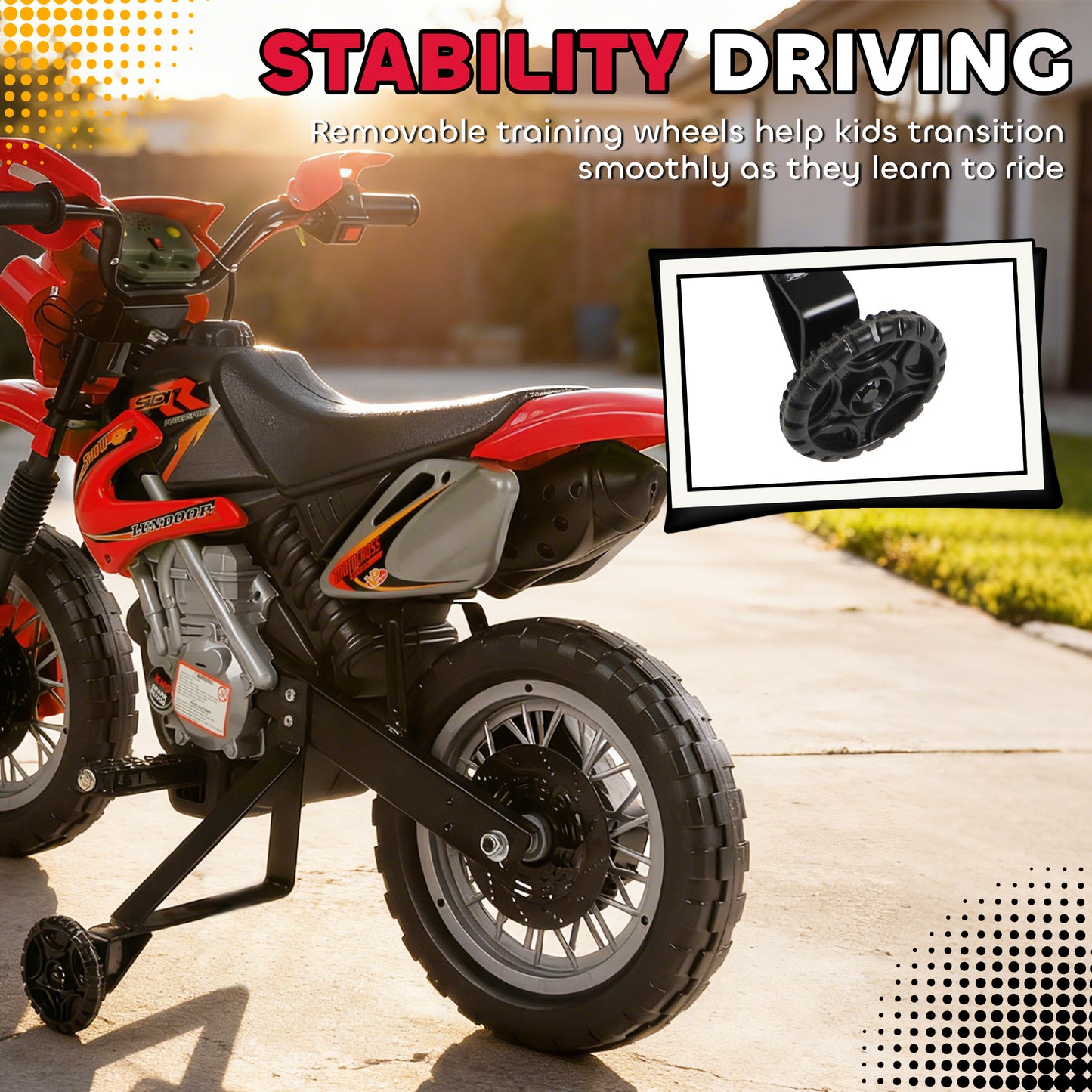 Moto électrique enfant 6V avec roues stabilisatrices