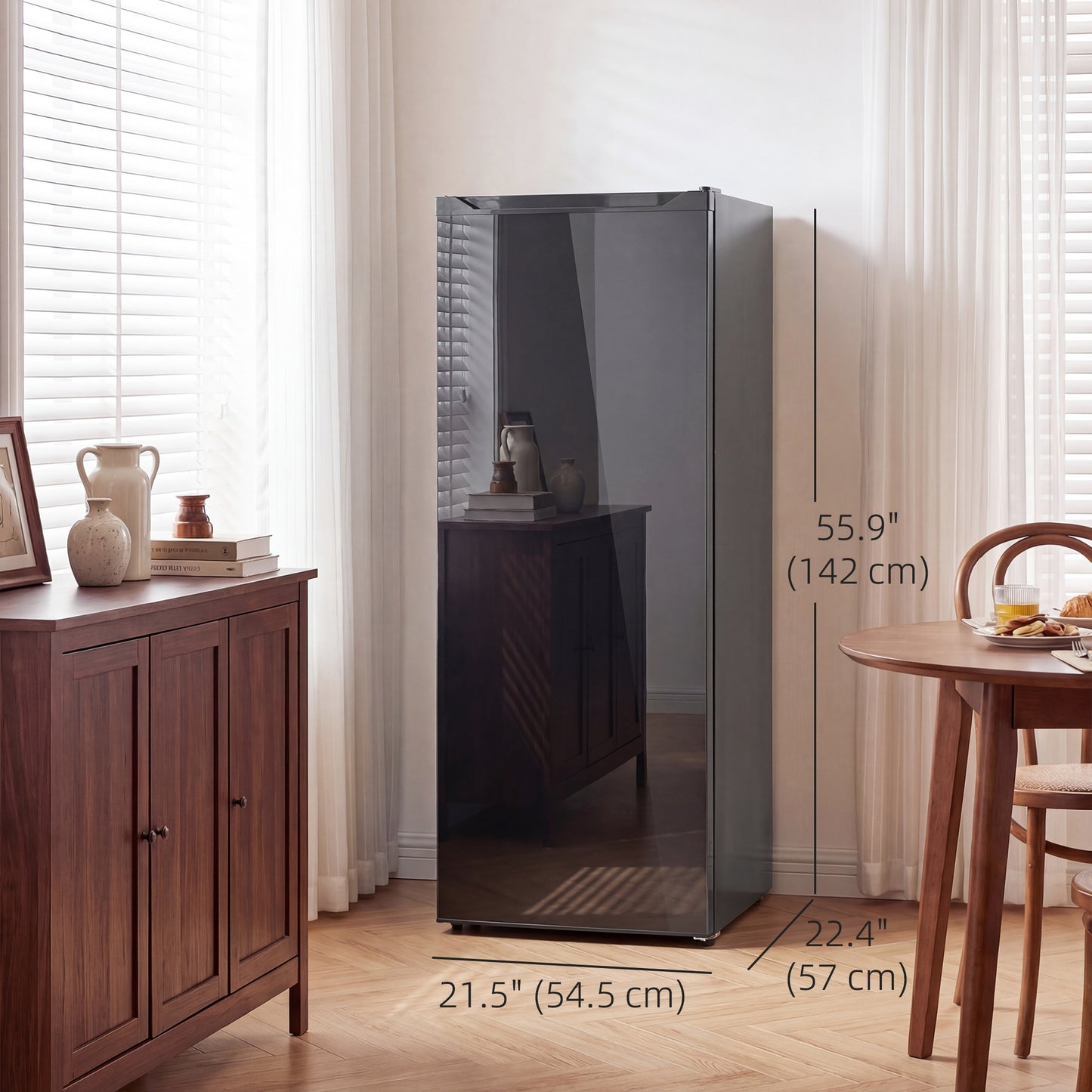 Congélateur vertical 2-en-1 avec 6 tablettes ajustables