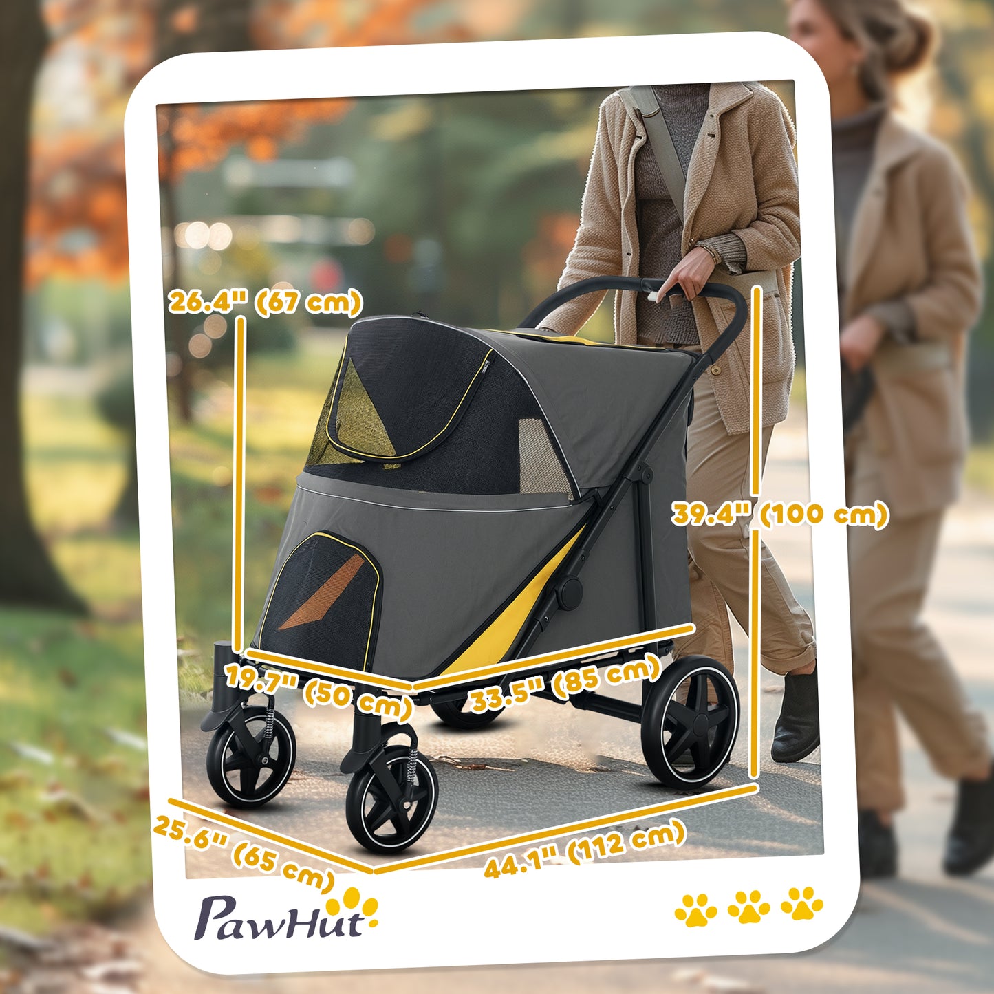 Poussette pliable pour animaux roues universelles amortisseurs