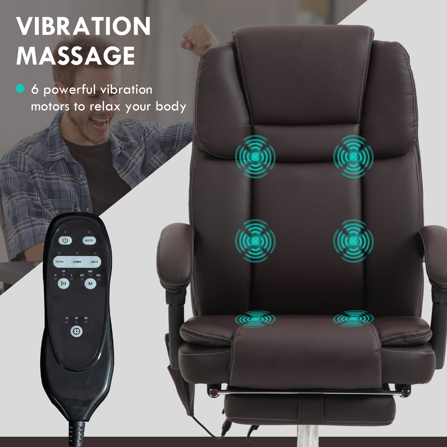 Chaise de bureau massante inclinable avec repose-pieds