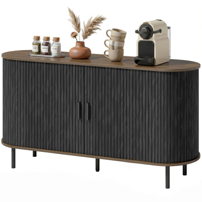 Buffet bahut cannelé portes coulissantes tablettes réglables