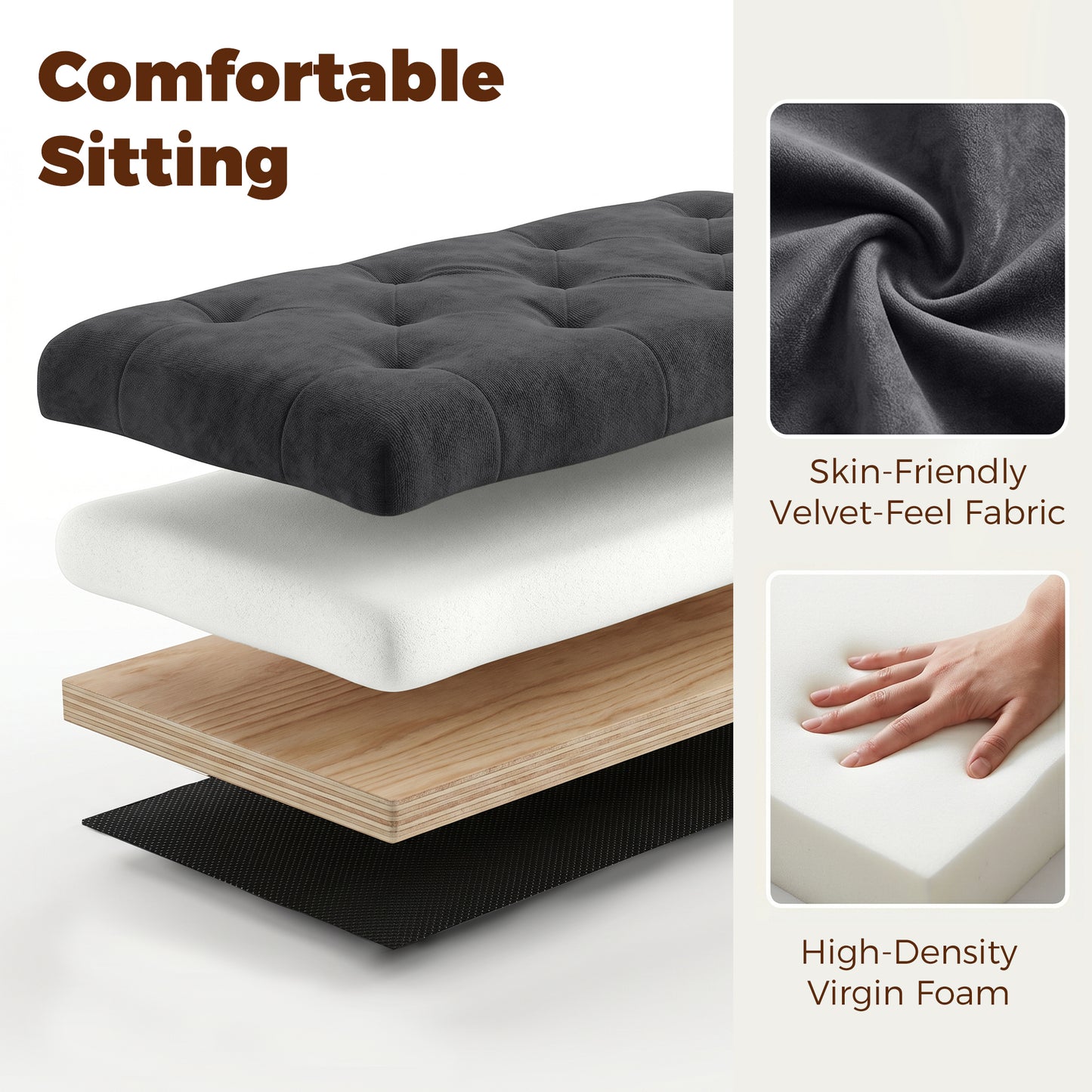 Banc coffre en velours bout de lit 160 cm