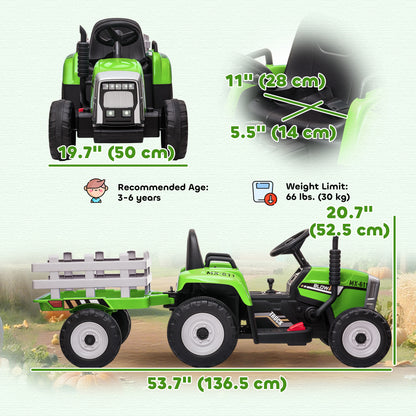 Tracteur électrique 12V pour enfants avec remorque