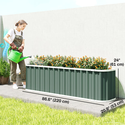 Outsunny 61cm Deep Raised Garden Bed - 220cm Galvanized Steel