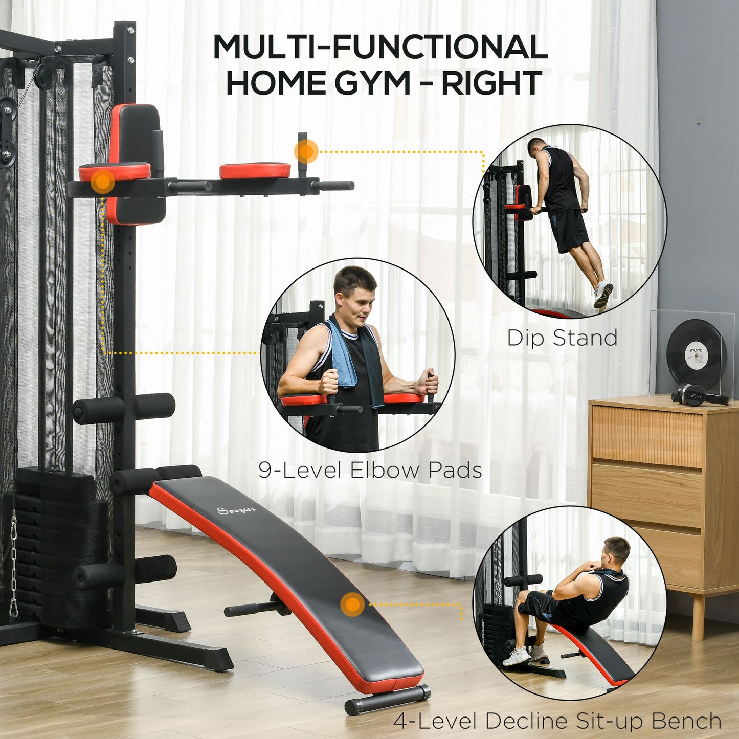 Station d'entraînement multifonction avec poids 65 kg
