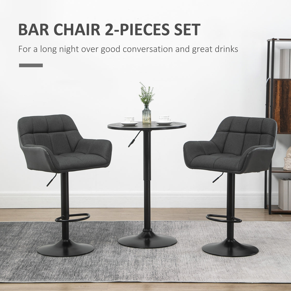 Ensemble 2 tabourets de bar pivotants ajustables