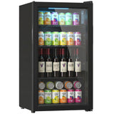 Réfrigérateur à boissons en acier avec porte en verre