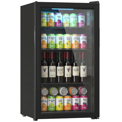 Réfrigérateur à boissons en acier avec porte en verre