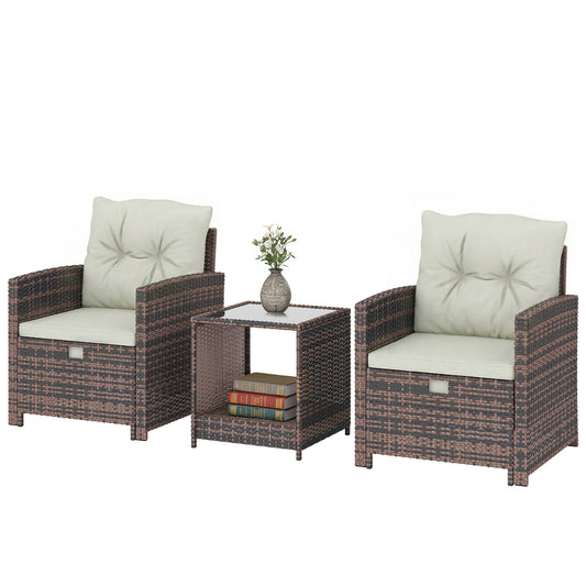 Ensemble patio 5 pcs Outsunny rotin - Chaises + ottomans + table verre