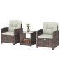 Outsunny 5-Piece Rattan Patio Set - Chairs + Ottomans + Glass Table