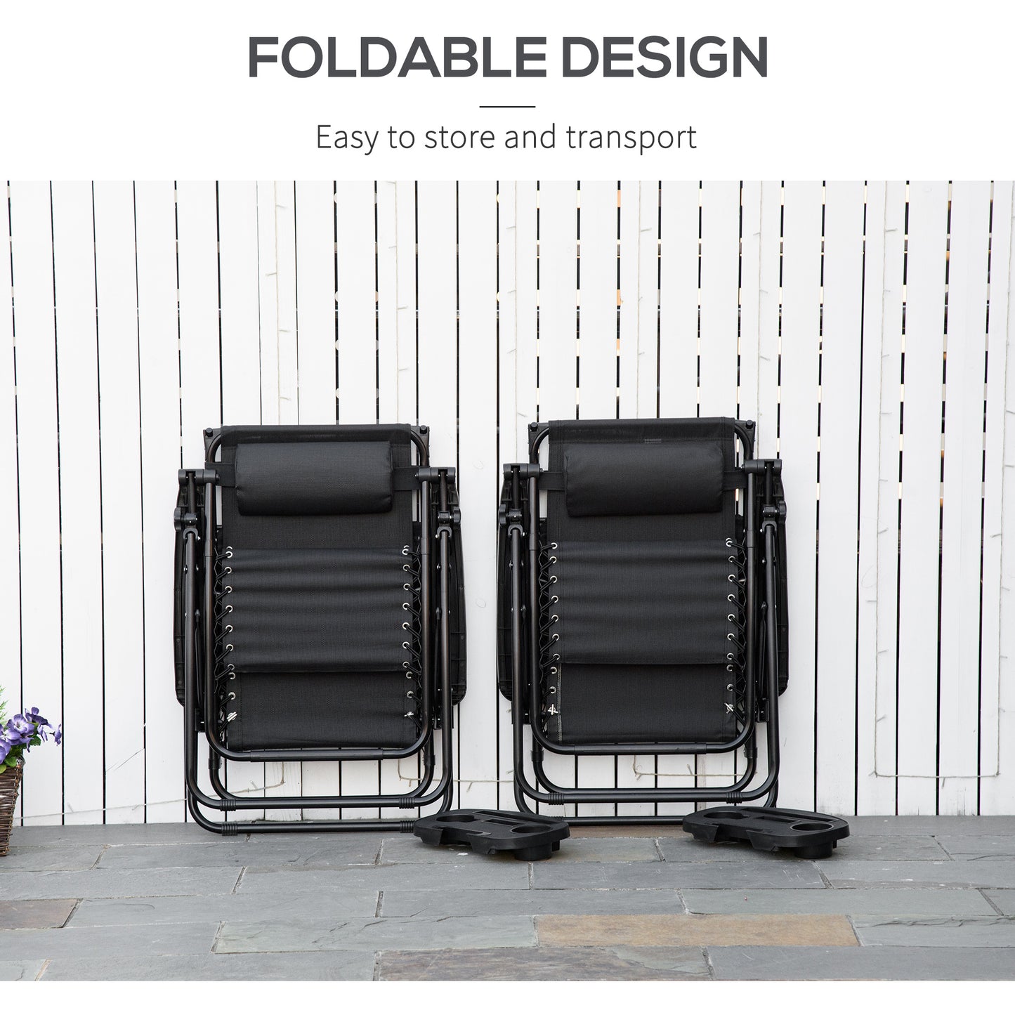 Chaise longue zéro gravité pliable avec auvent
