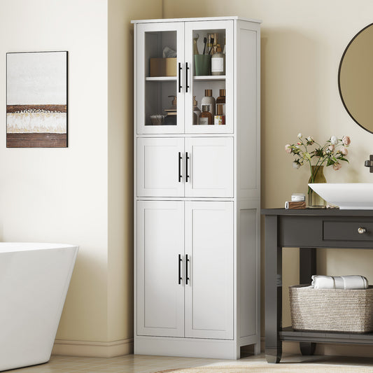 Armoire de salle de bain haute en bois et verre