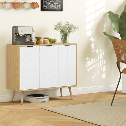 Buffet moderne avec portes à chevrons et tablettes réglables