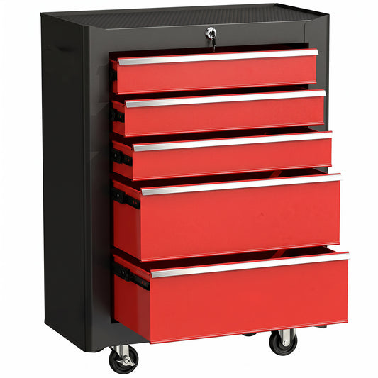 Armoire à outils roulante à 5 tiroirs en acier verrouillable