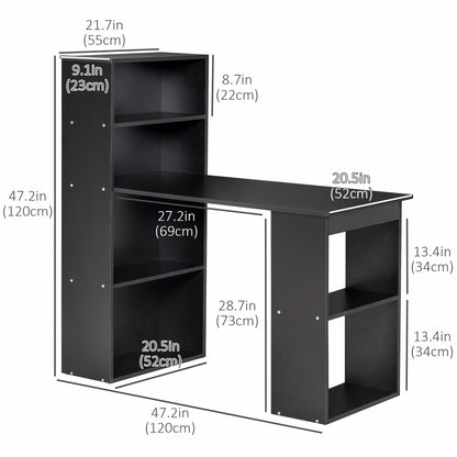 Bureau d'ordinateur avec bibliothèque intégrée 47 po