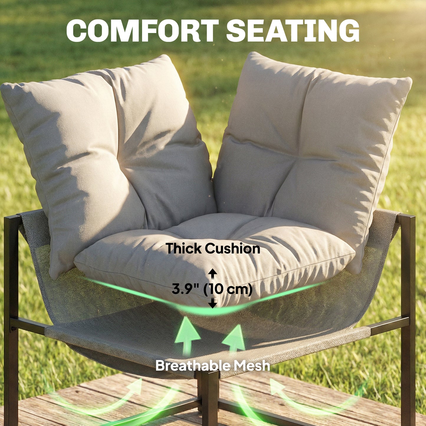Outsunny 4-Piece Patio Conversation Set with Thick Cushions - Grey