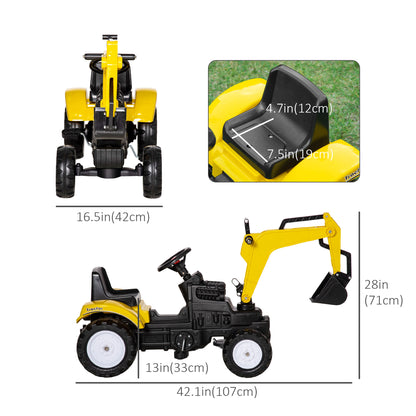 Tracteur à pédales pour enfants avec godet — Jaune