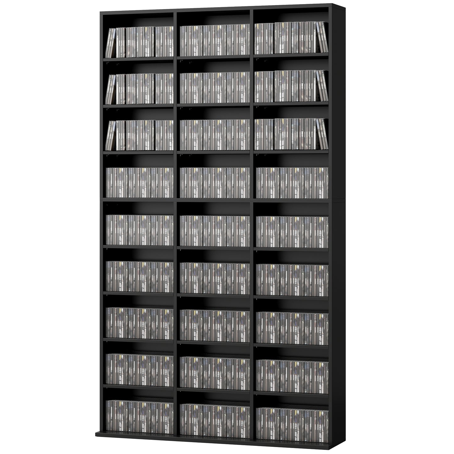 Meuble rangement médias 9 niveaux 21 tablettes ajustables