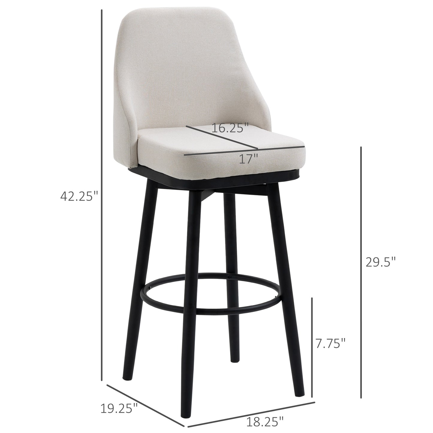 Tabourets de bar pivotants ensemble de 2 extra hauts