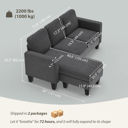 Sofa sectionnel en L avec chaise longue ou pouf