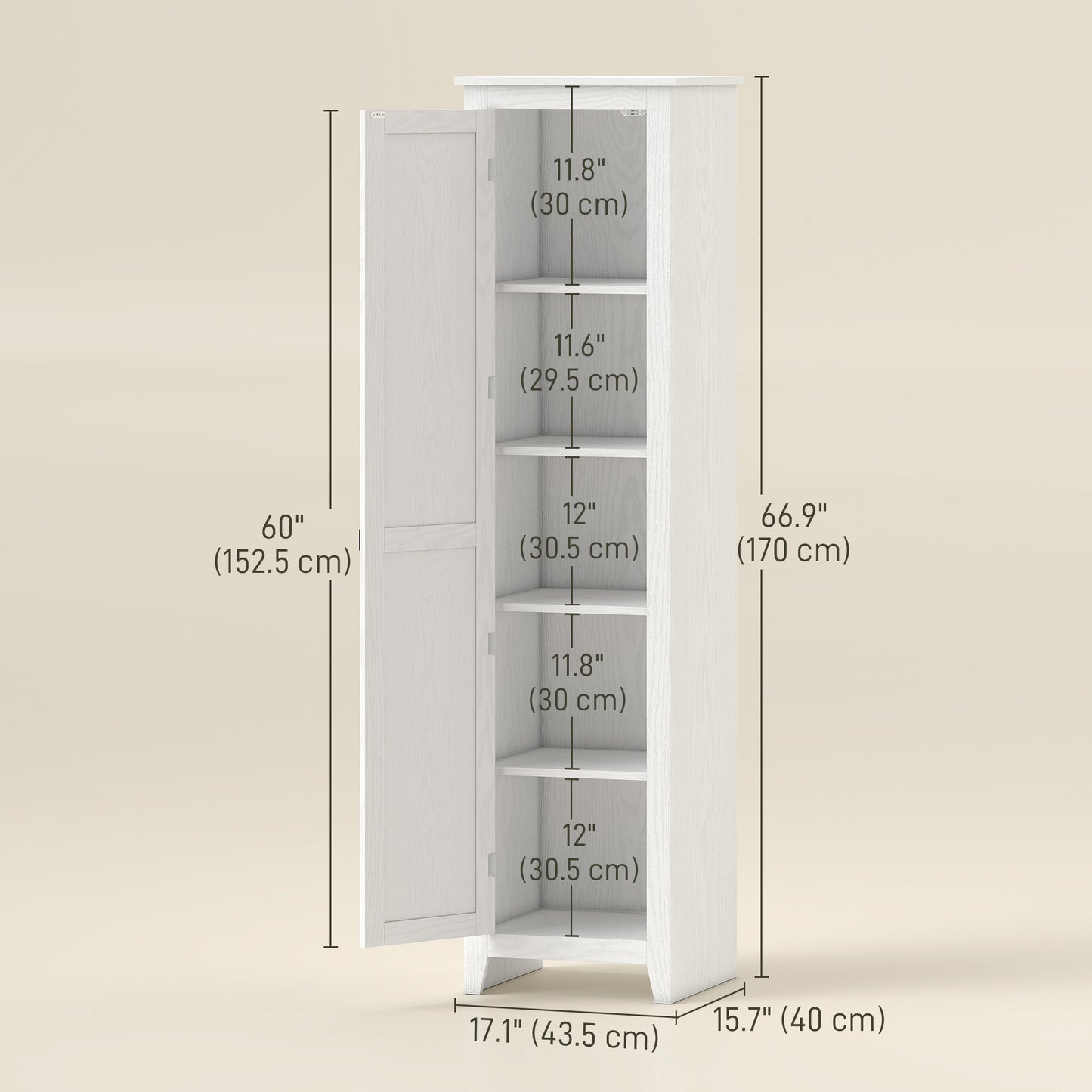 Armoire garde-manger cuisine 5 tablettes porte de grange 170cm