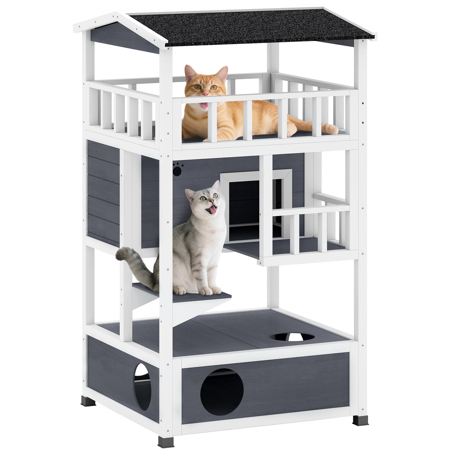 Maison pour chats extérieure 4 étages en bois de sapin