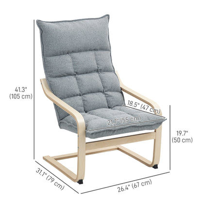 Fauteuil d'accent moderne avec accoudoirs en bois et mouvement berçant