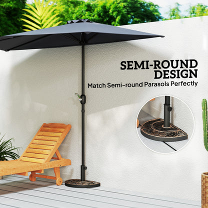 Base de parasol demi-lune 20 livres motif floral — bronze