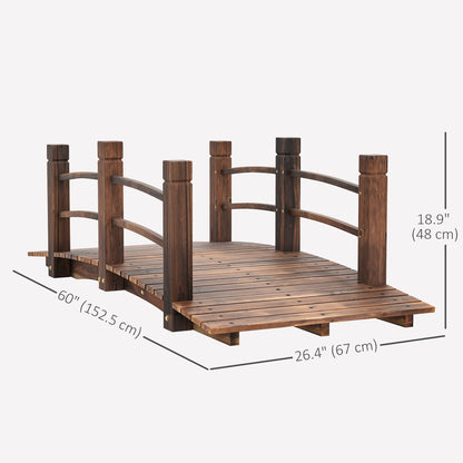 Pont de jardin arqué en bois 152 cm