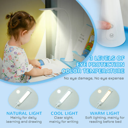 Bureau enfant ajustable avec chaise et lampe LED