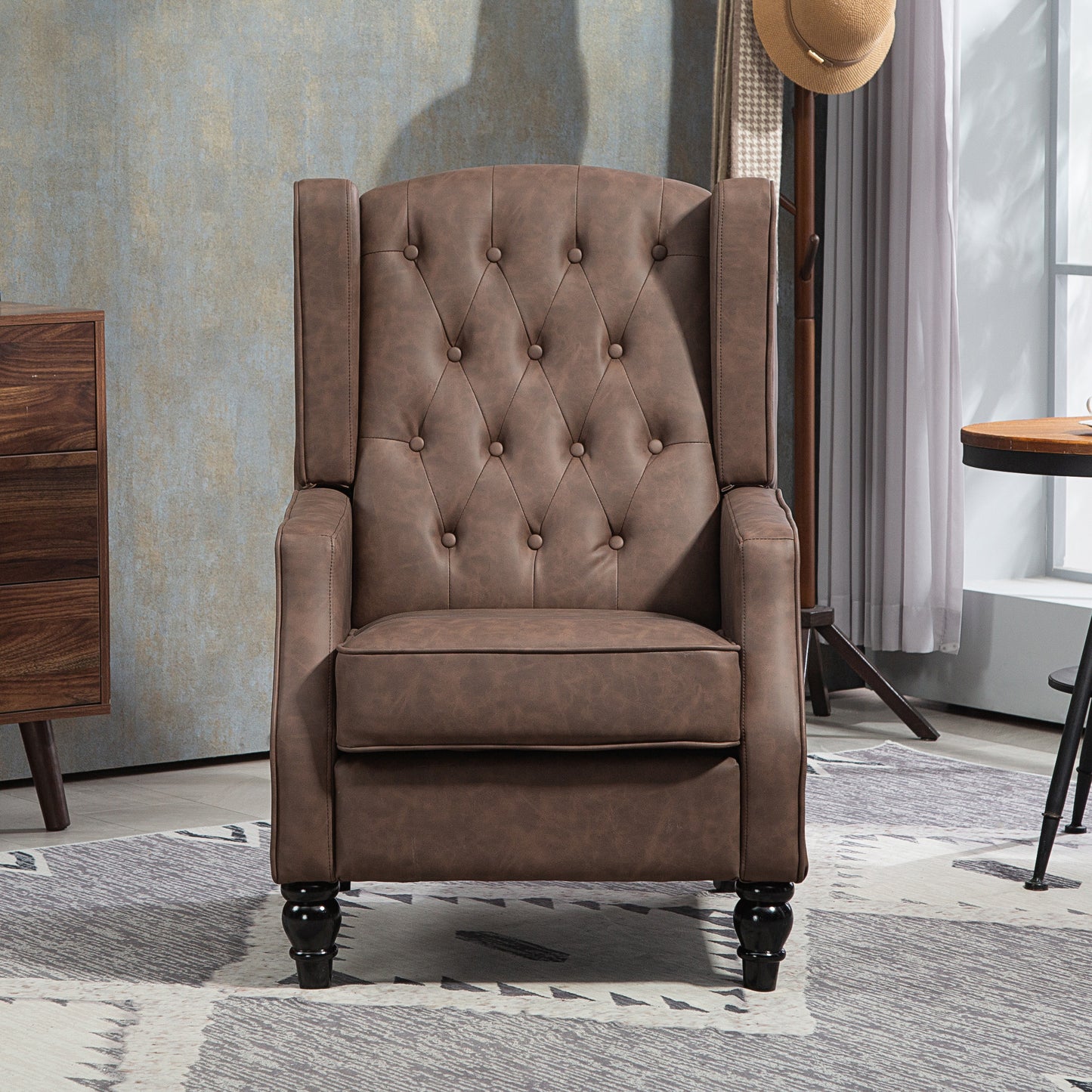 Fauteuil d'appoint cuir synthétique rembourrage épais — kaki