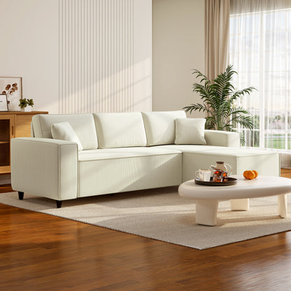 Divan d'angle en velours côtelé avec chaise réversible