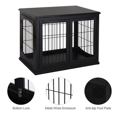 Cage chien table d'appoint 2 portes 26 pouces