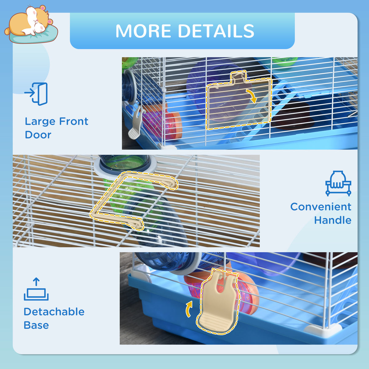 Cage pour hamster à 2 niveaux avec tubes