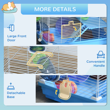 Cage pour hamster à 2 niveaux avec tubes